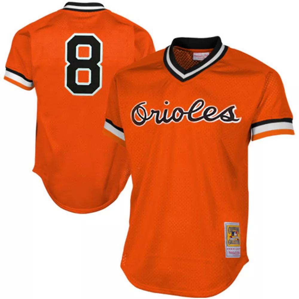 Men's Mitchell & Ness Cal Ripken Jr Orange Baltimore Orioles 1988 Authentic Cooperstown Collection Mesh Batting Practice Jersey,  Product Image