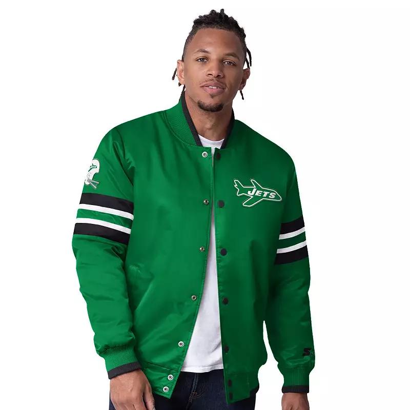 Men's Starter Green New York Jets Vintage Logo Scout I Full-Snap Varsity Jacket,  Product Image
