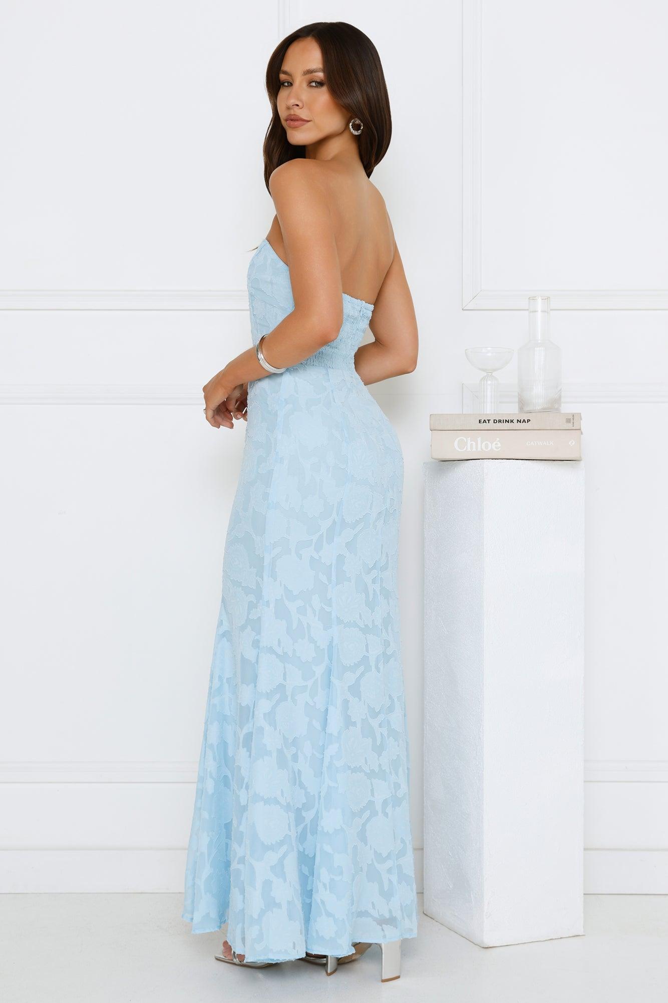 Sea Kissed Strapless Maxi Dress Blue Product Image