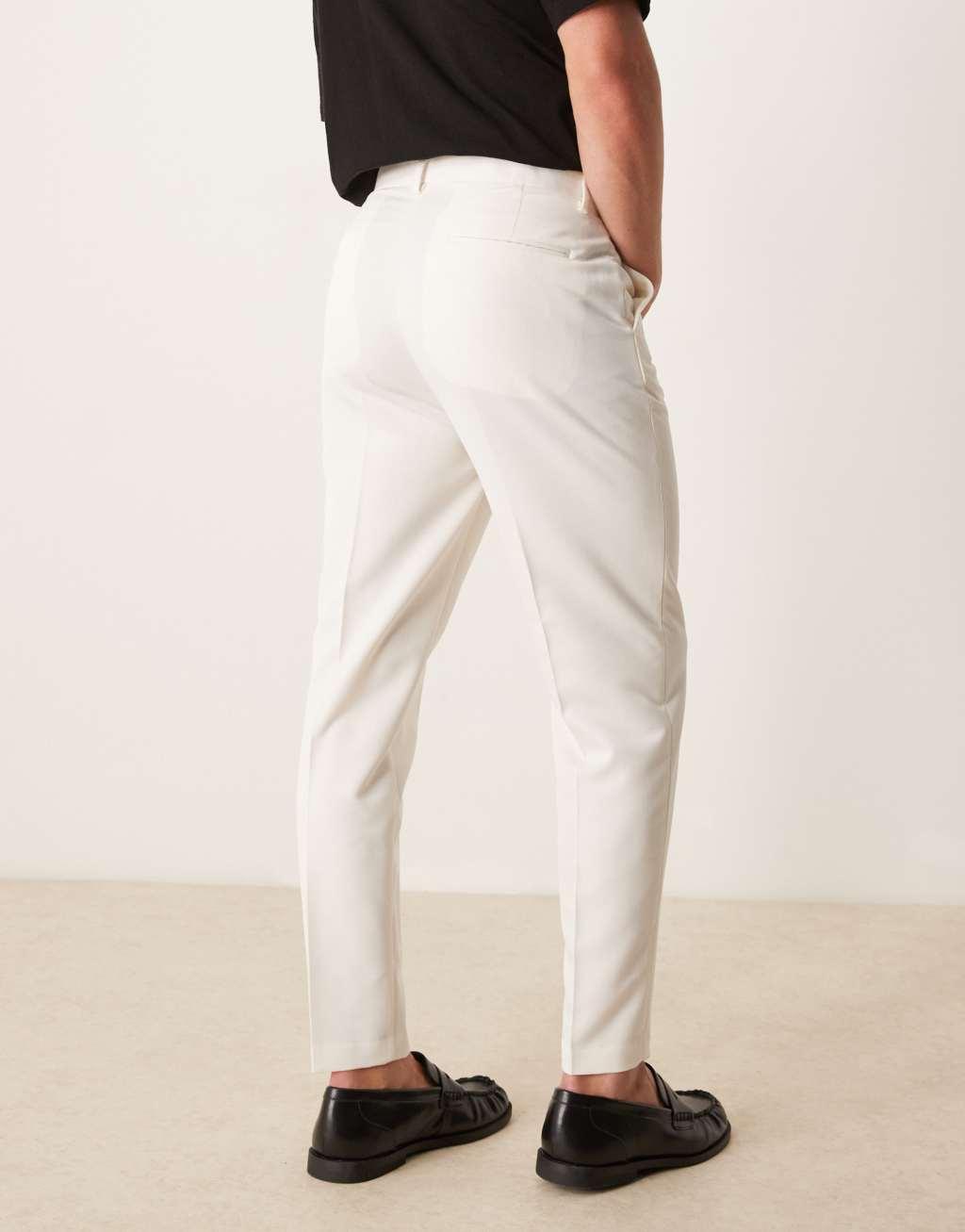 ASOS DESIGN smart tapered fit pants in white Product Image