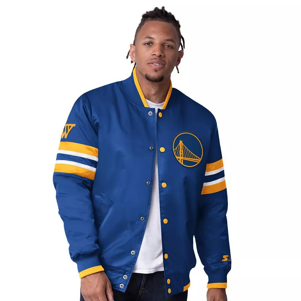 Men's Starter Royal Golden State Warriors Scout Varsity Satin Full-Snap Jacket,  Product Image
