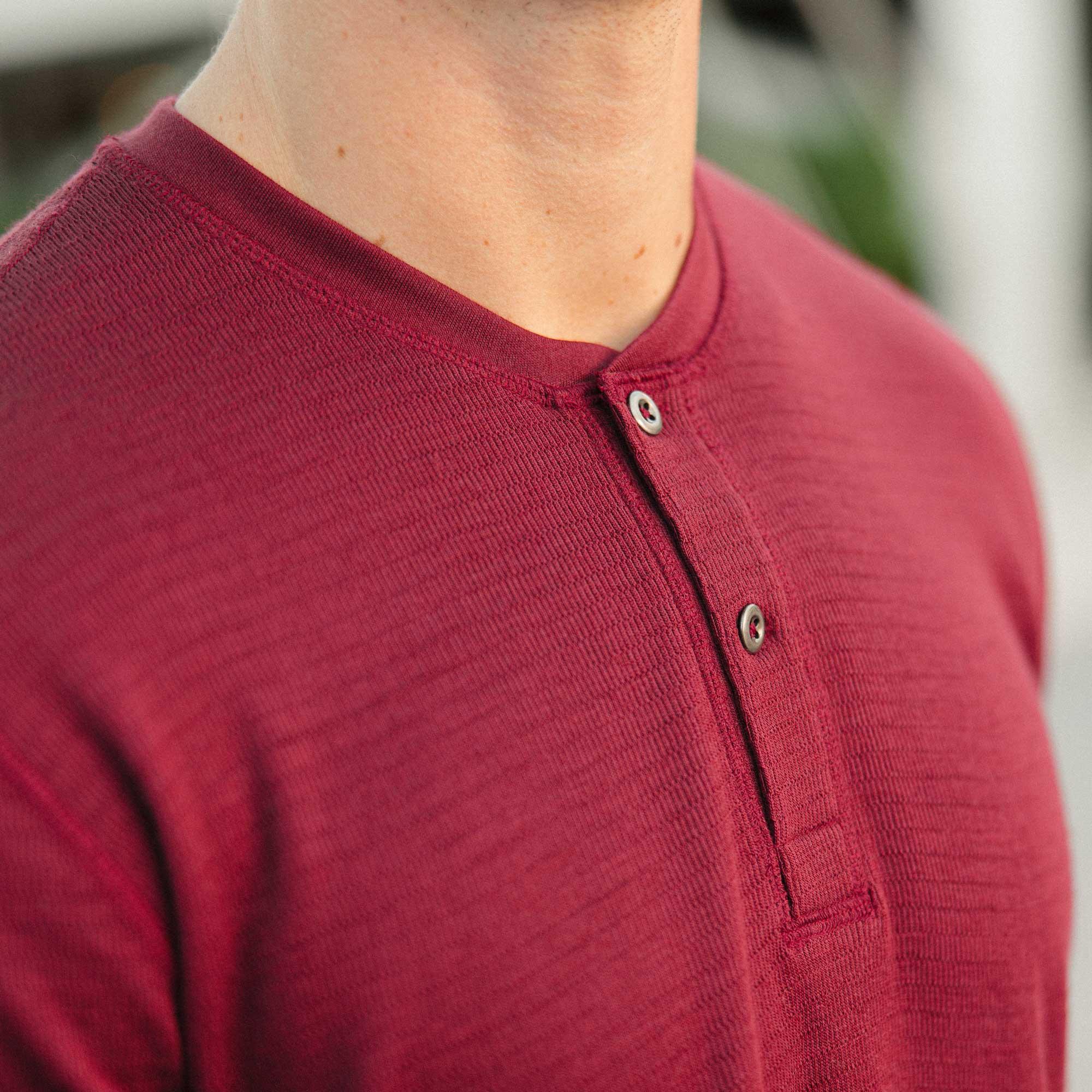 Merino Wool Waffle Henley | Burgundy Product Image