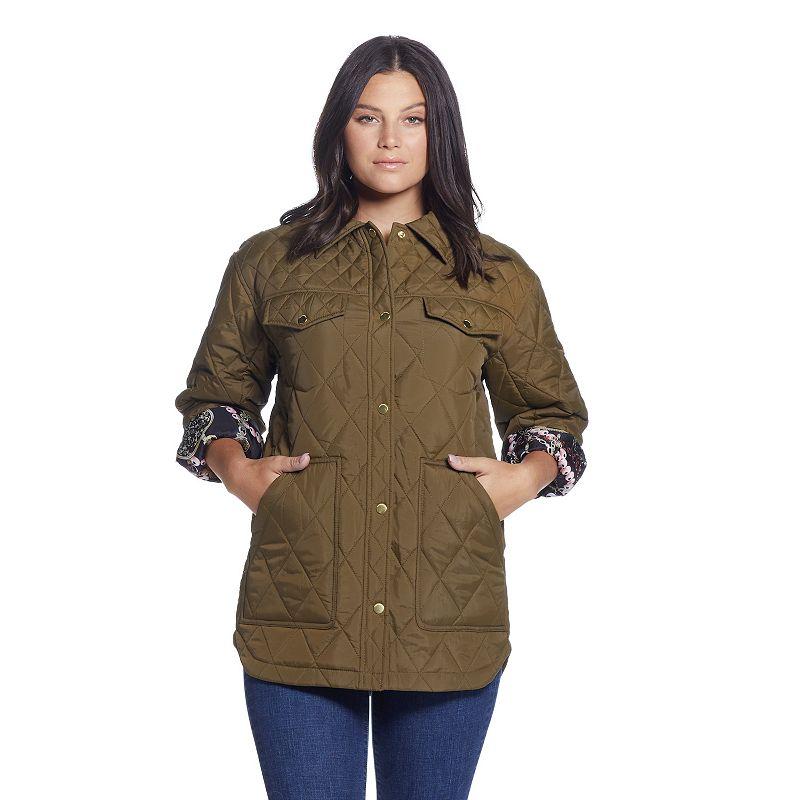 Women's Weathercast Print Lining Quilted Shacket,  Product Image