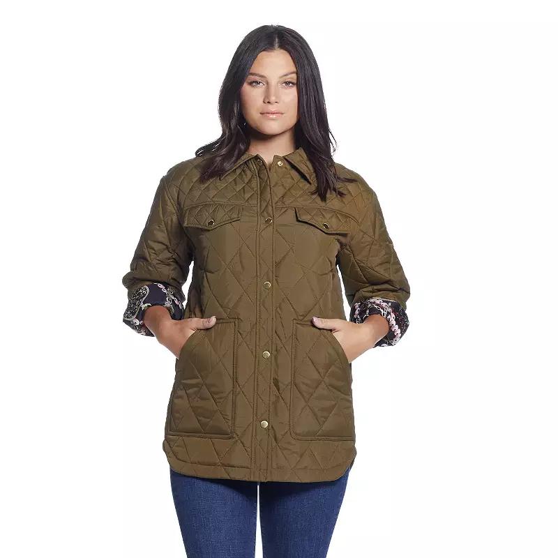Women's Weathercast Print Lining Quilted Shacket,  Product Image