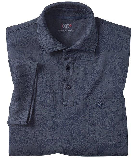 Johnston & Murphy Paisley Knit Jacquard Short Sleeve Polo Shirt Product Image