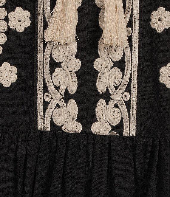 tyler boe Carmen Embroidered Split V-Neck 3/4 Sleeve Dress Product Image