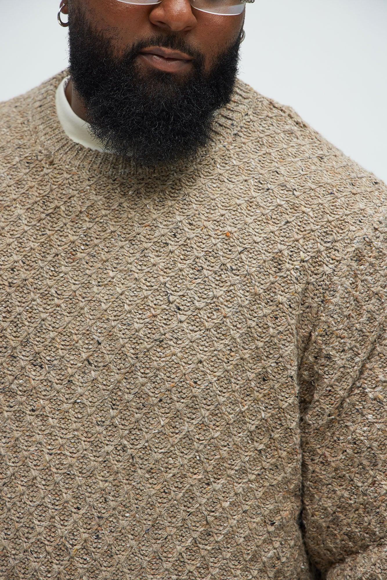 Who's He Textured Crewneck Sweater - Taupe Product Image