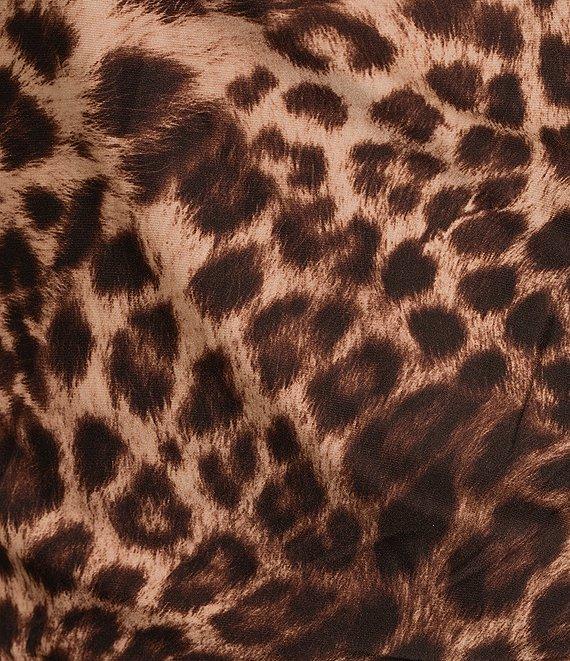 Good American Leopard Print Satin Shine Mock Neck Long Sleeve Bodycon Dress Product Image
