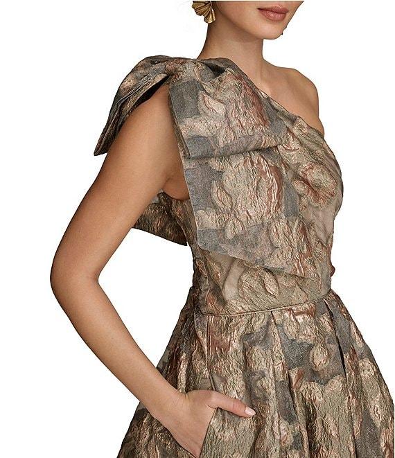 Donna Karan Sleeveless One Shoulder Jacquard Ball Gown Product Image