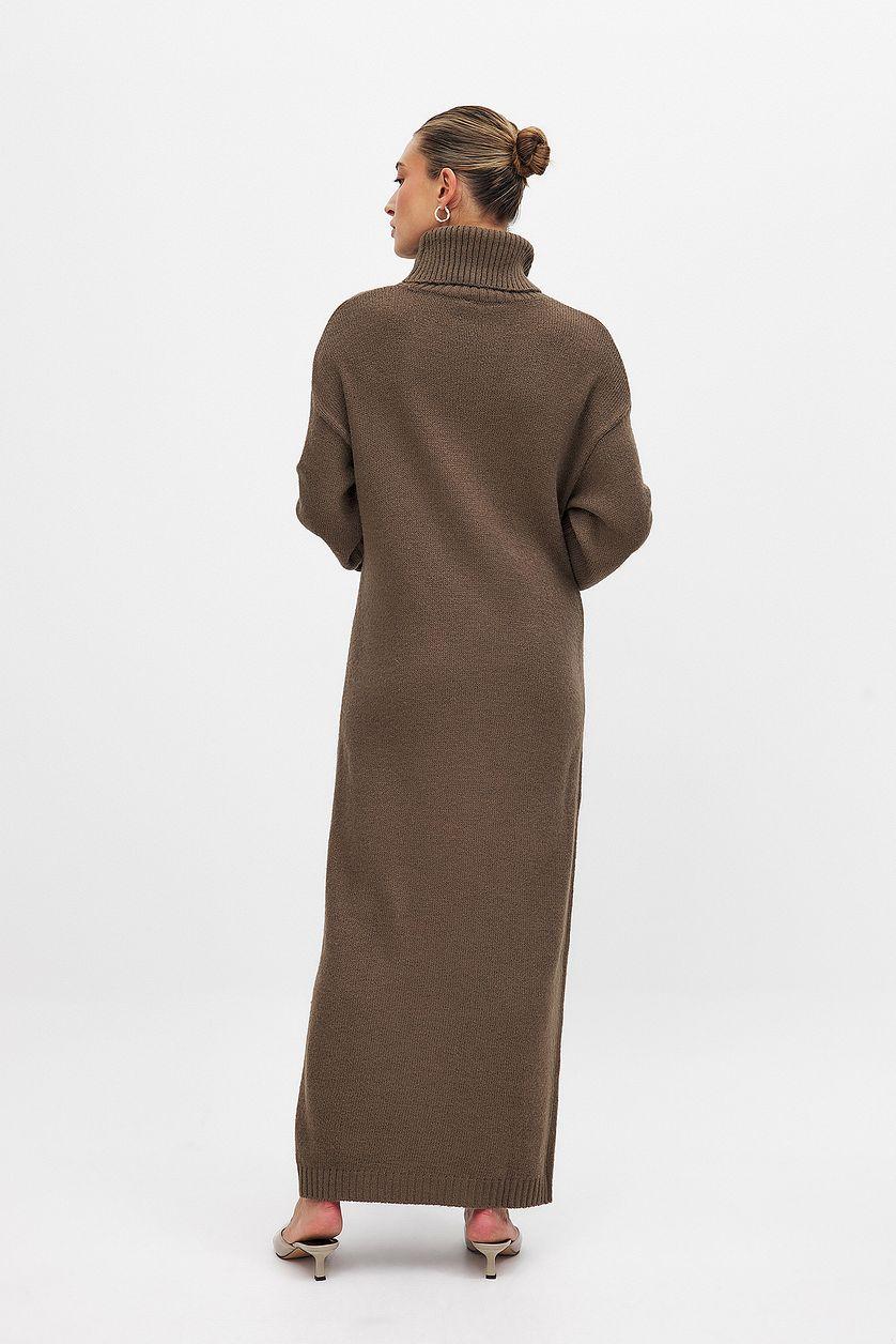 Knitted Oversized Maxi Dress Brown Product Image