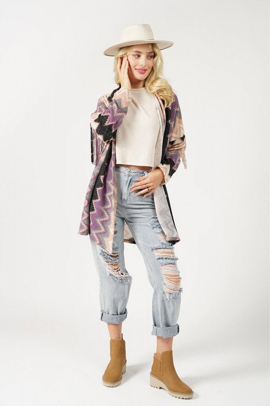 Charmaine Fringe Detail Multicolor Cardigan Product Image