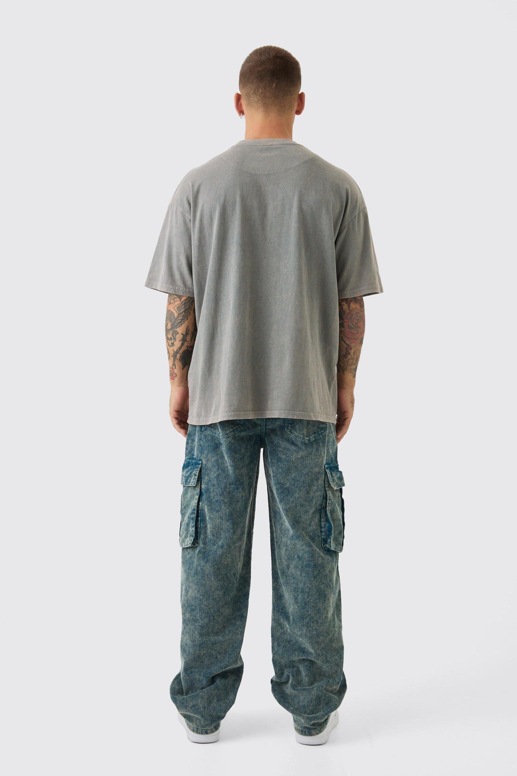 Relaxed Acid Wash Cord Cargo Pants | boohooMAN USA Product Image