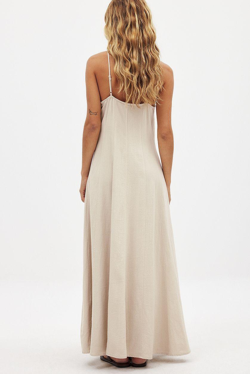 Linen Blend Seam Detail Maxi Dress Product Image