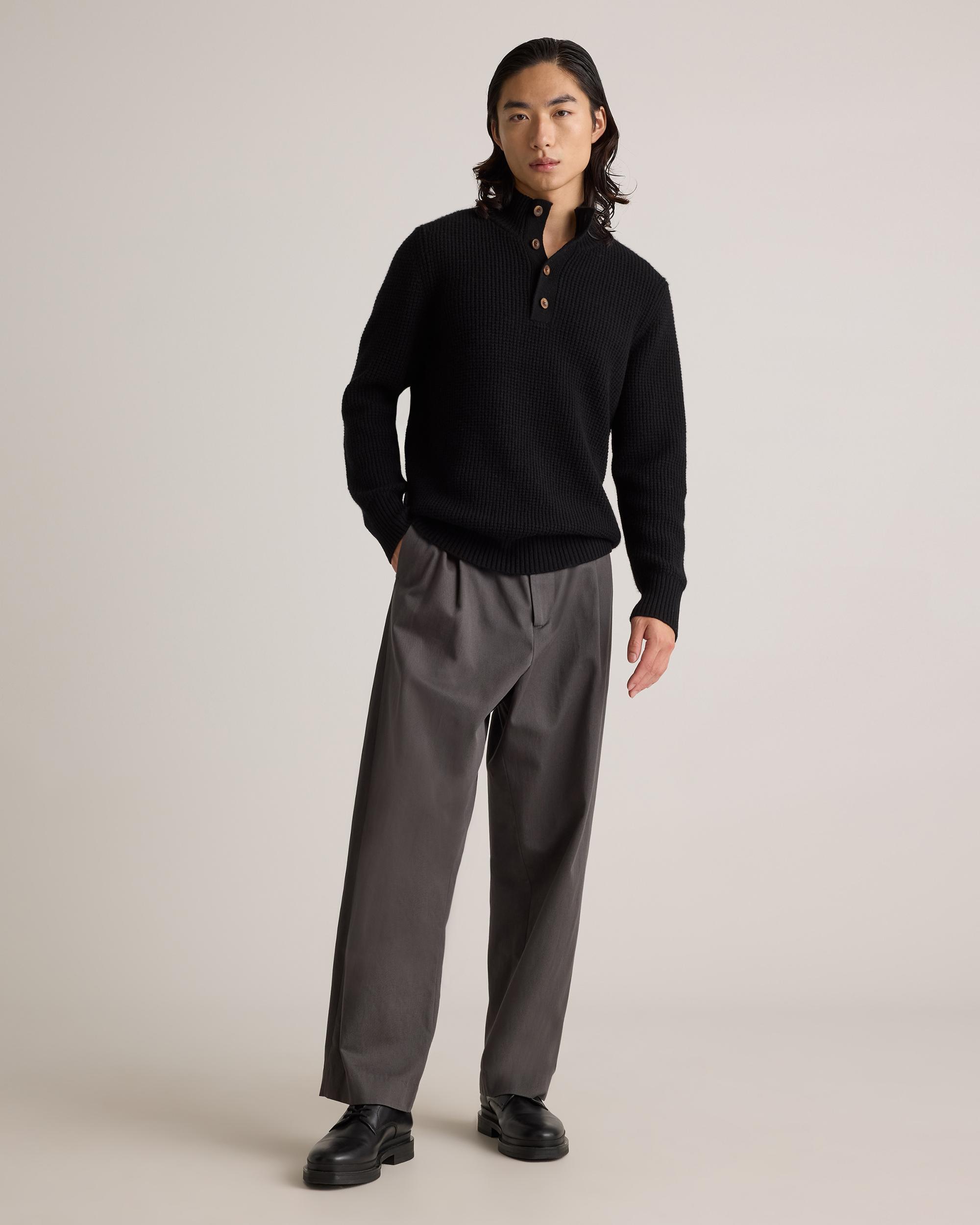 Quince | Men's Mongolian Cashmere Waffle Quarter Button Sweater Product Image