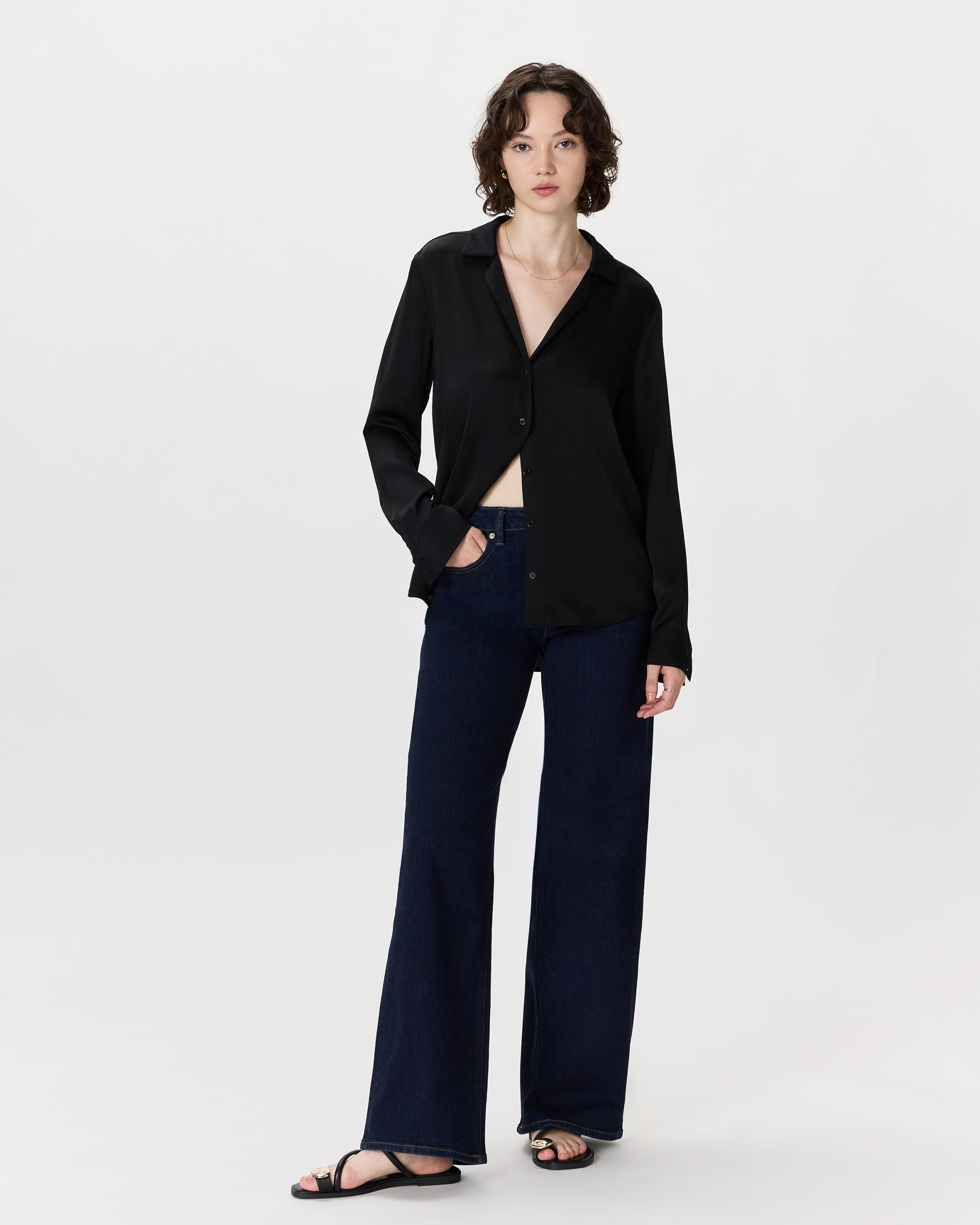 Quince | Women's 100% Washable Silk Stretch Notch Collar Blouse Product Image