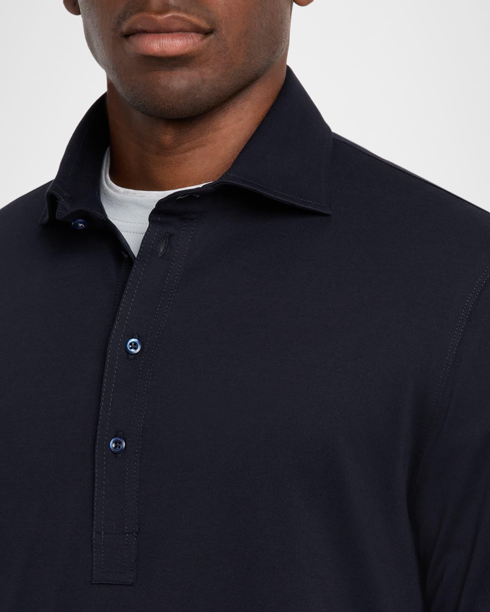 Men's Cotton Long-Sleeve Polo Shirt Product Image