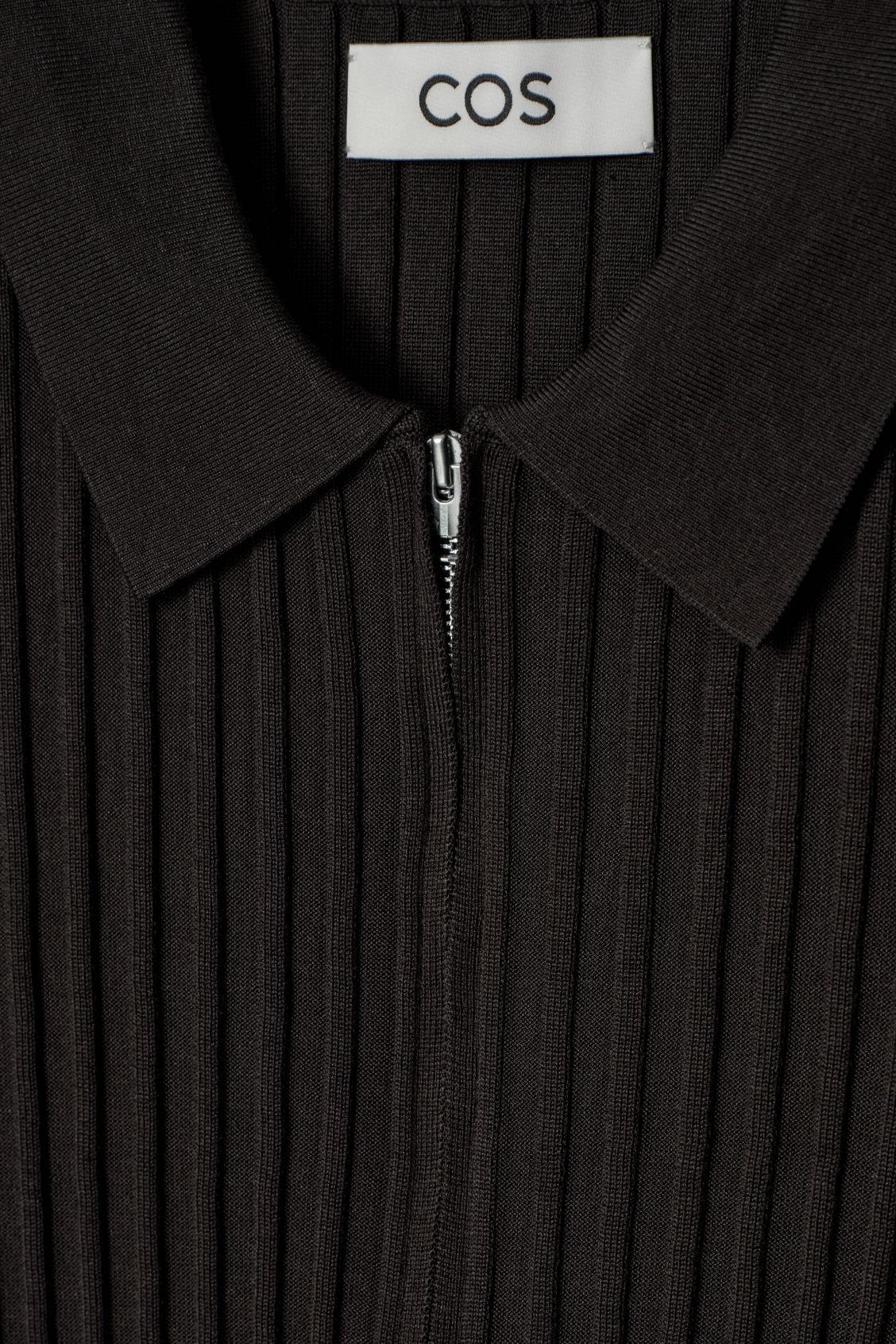 SILK-COTTON ZIP-UP POLO SHIRT Product Image