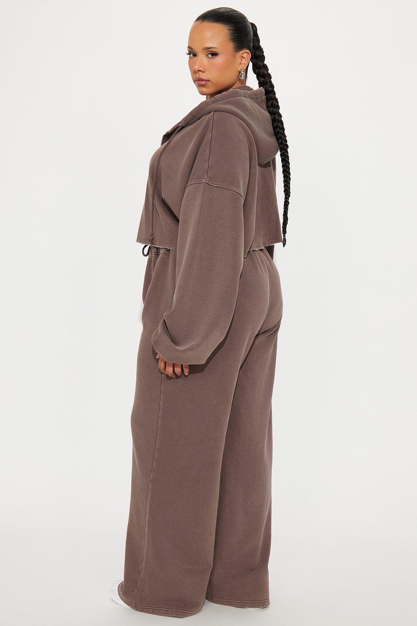 On The Go Fleece Pant Set - Chocolate Female Product Image