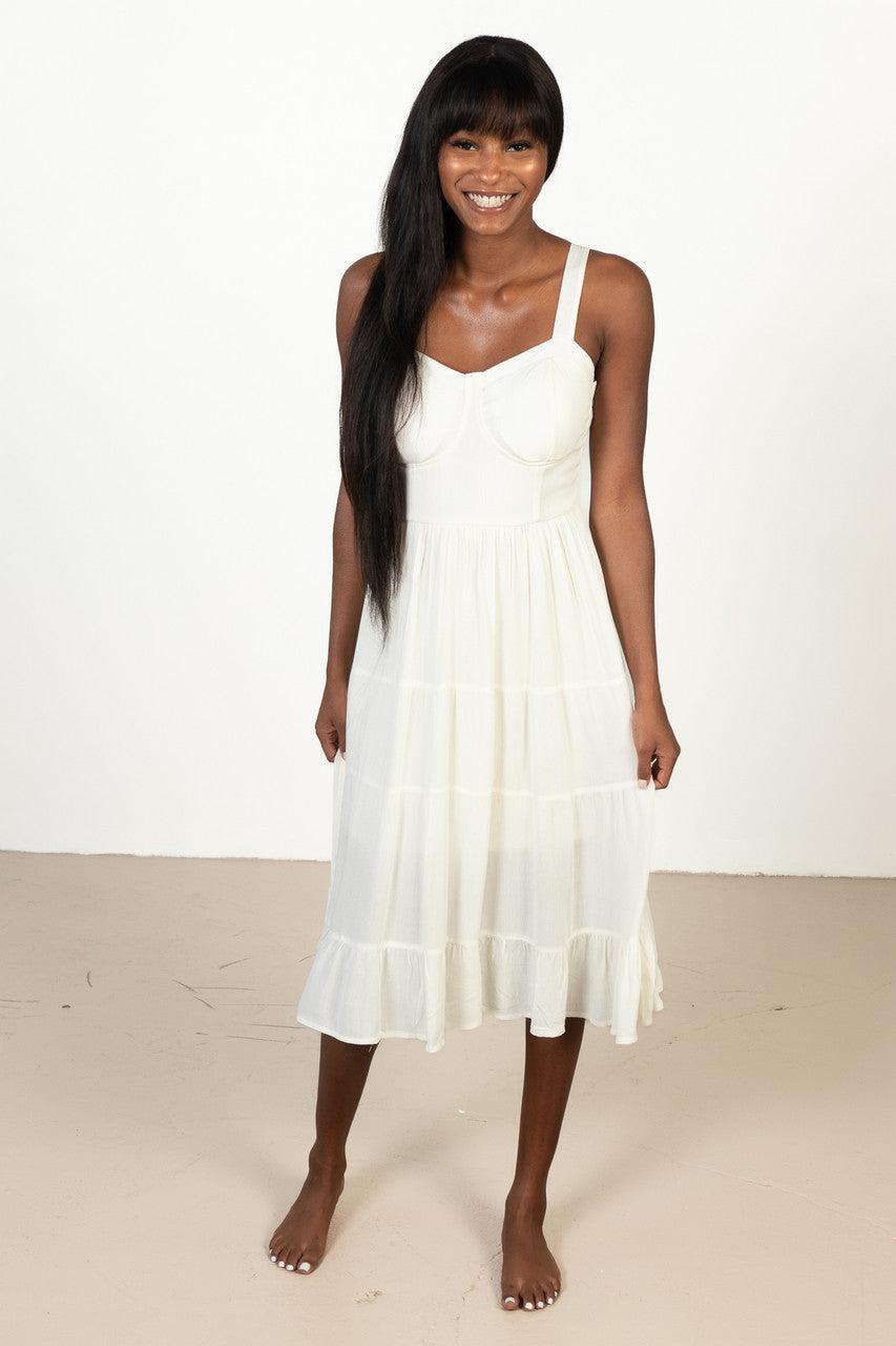 Ivory Satin Bustier Dress Product Image