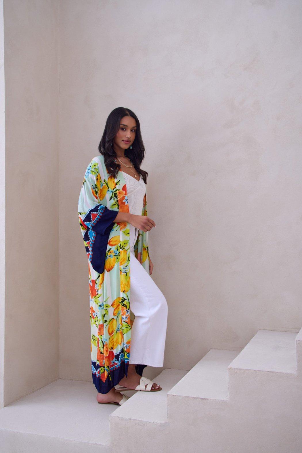 Citrus Print Kimono Long Product Image