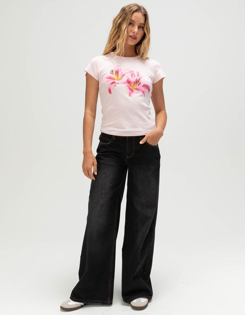 FULL TILT Lily Womens Baby Tee - PINK Product Image