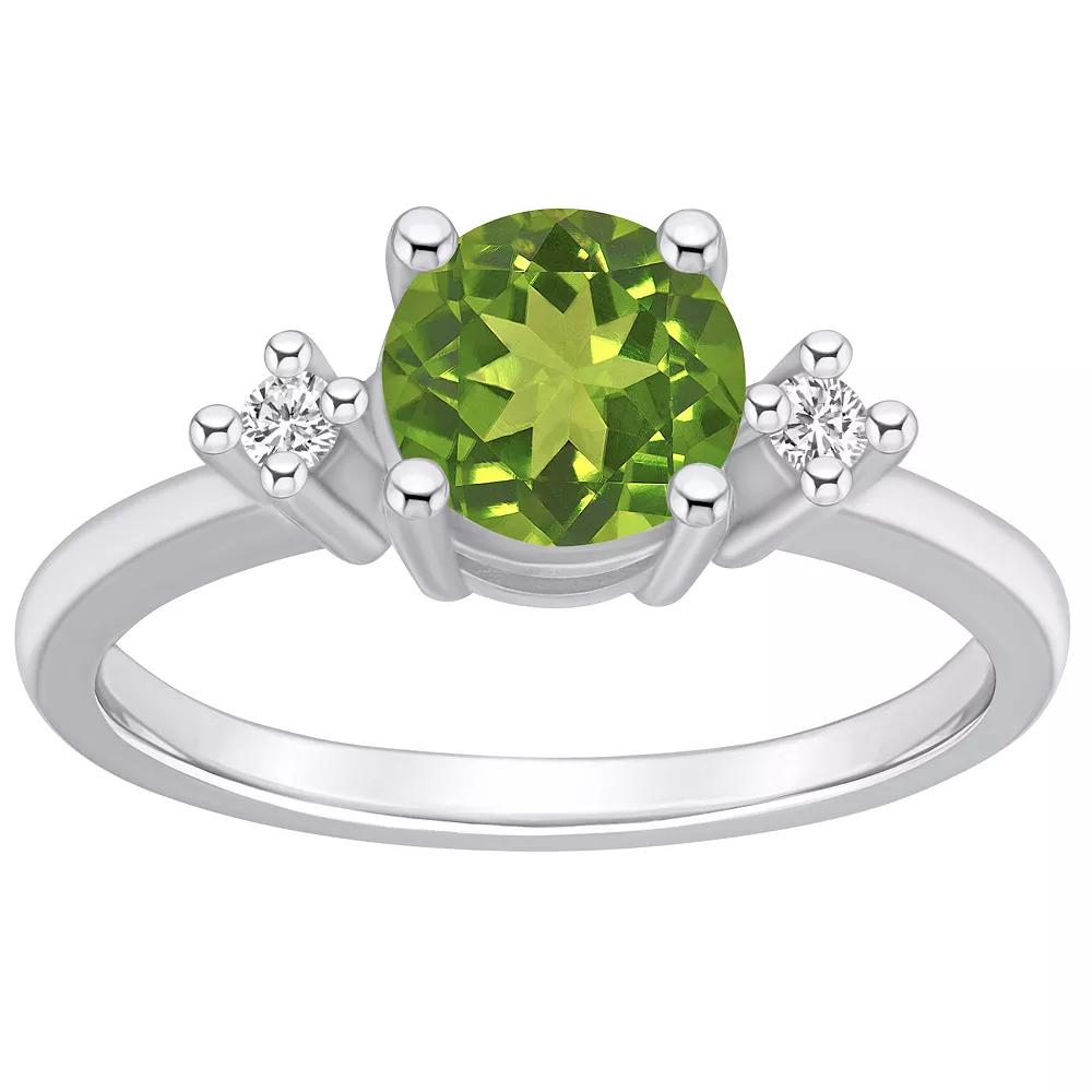 Alyson Layne 14k White Gold Round Peridot & Diamond Accent Ring, Women's, Size: 10 Product Image