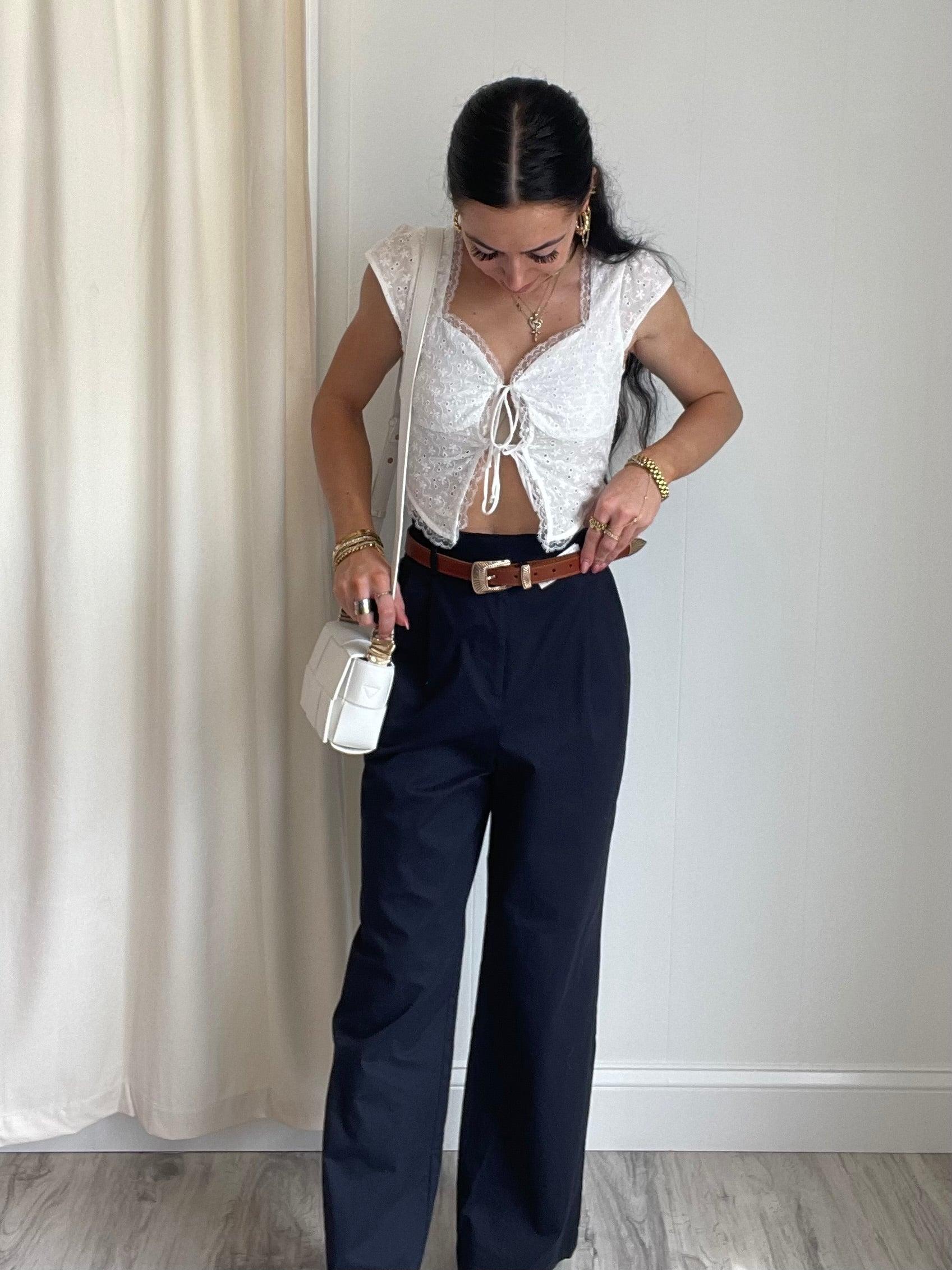 FINAL SALE Tonya Eyelet Lace Tank Top | White Product Image