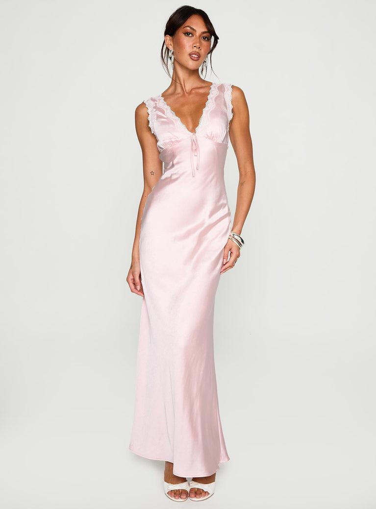 Liliya Lace Maxi Dress Pink Product Image