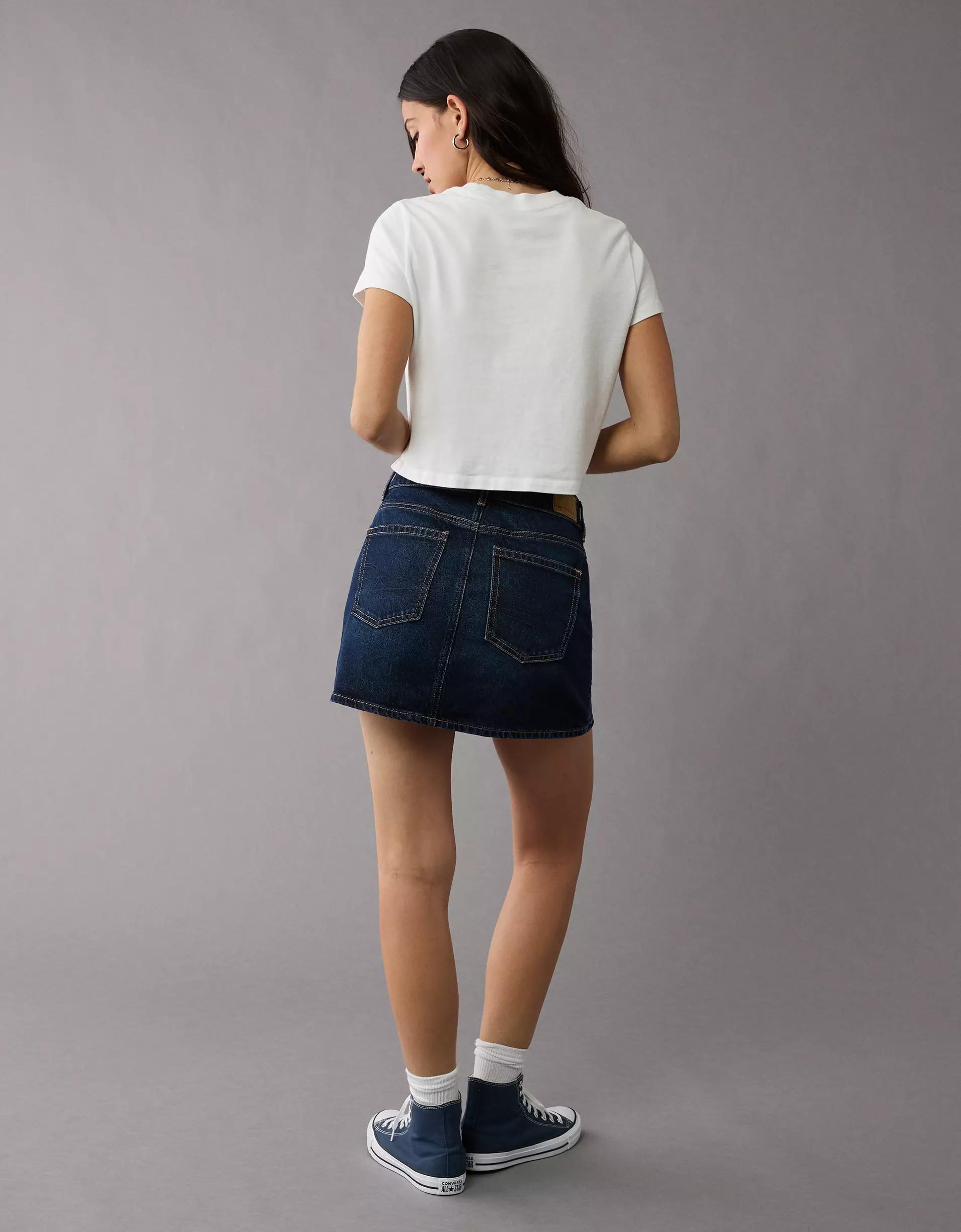 AE Stretch High-Waisted Perfect Denim Mini Skirt Product Image