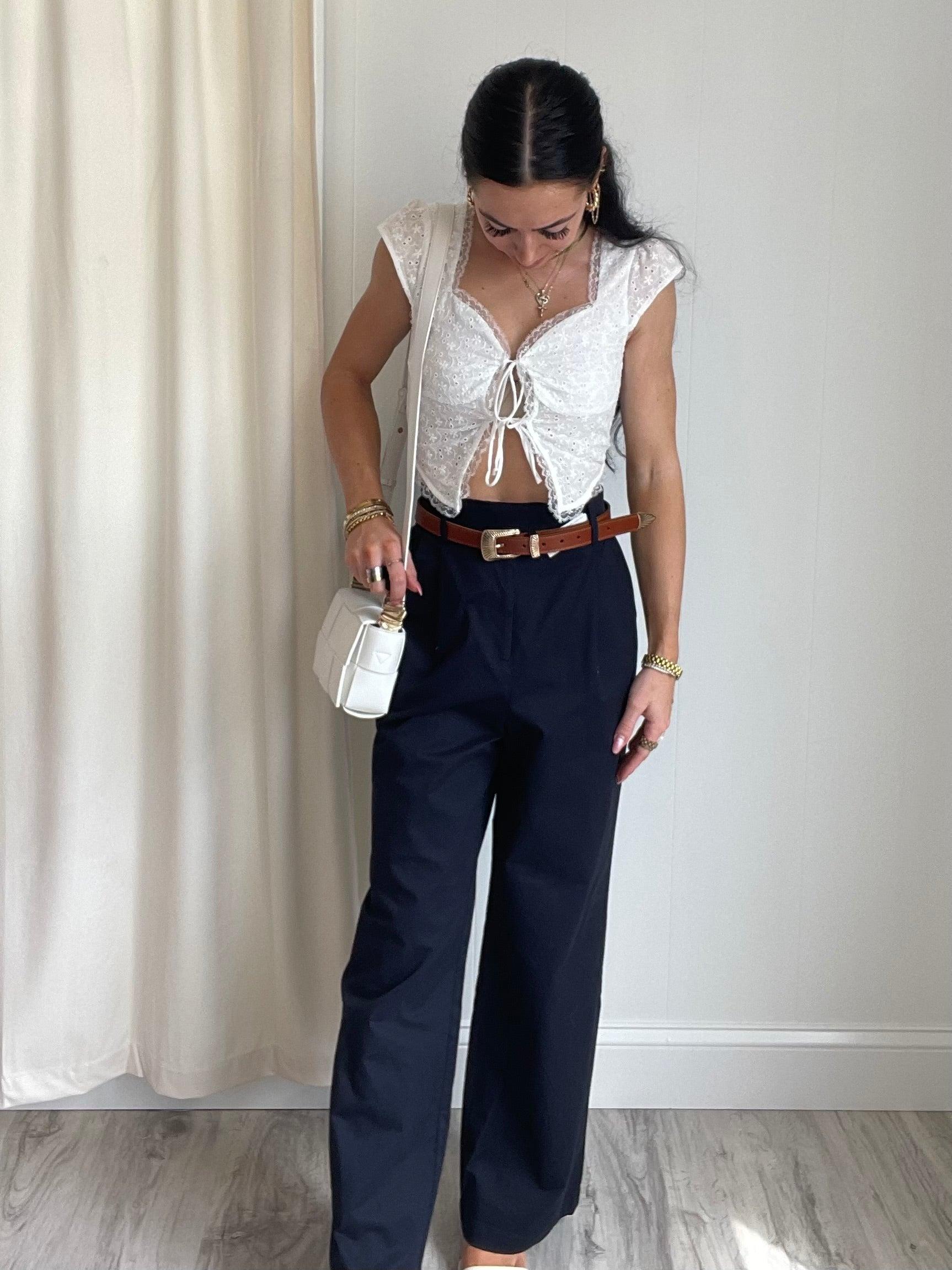 FINAL SALE Tonya Eyelet Lace Tank Top | White Product Image