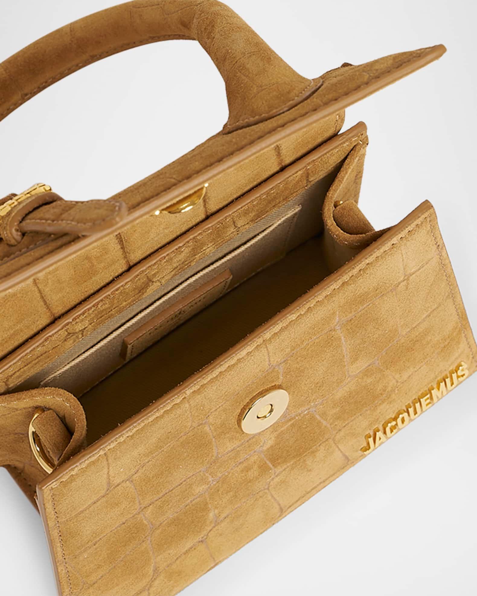 Le Chiquito Moyen Croc-Embossed Suede Top-Handle Bag Product Image