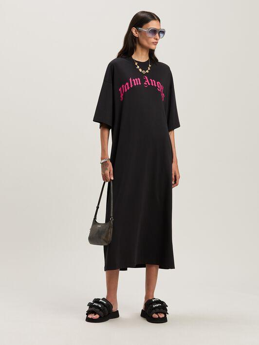 CURVED LOGO MAXI TEE DRESS BLACK - FUCHS Product Image