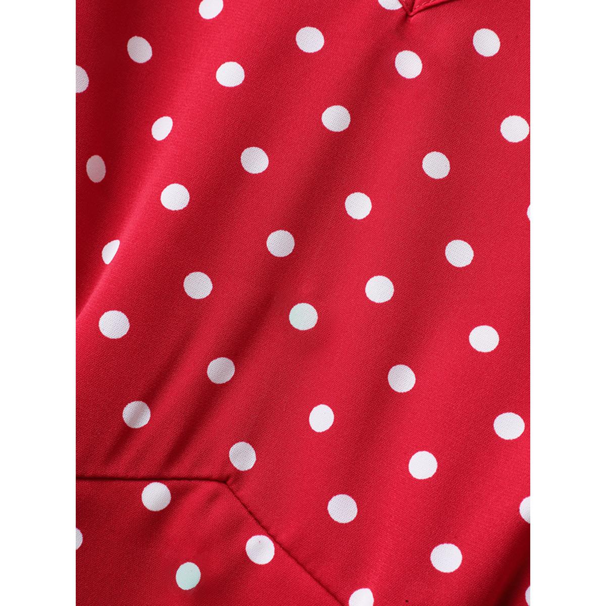 Plus Size Brightred Polka Dots Shirred Waist Blouse Women Timeless Short sleeve V-neck Elegant Blouses BloomChic 22-24/3X Product Image