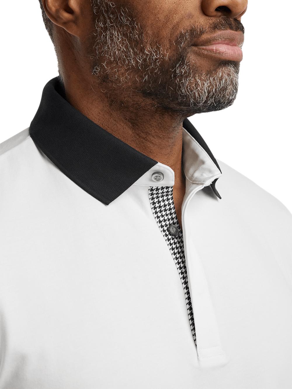 Cotton Blend Three Button Polo - White Product Image