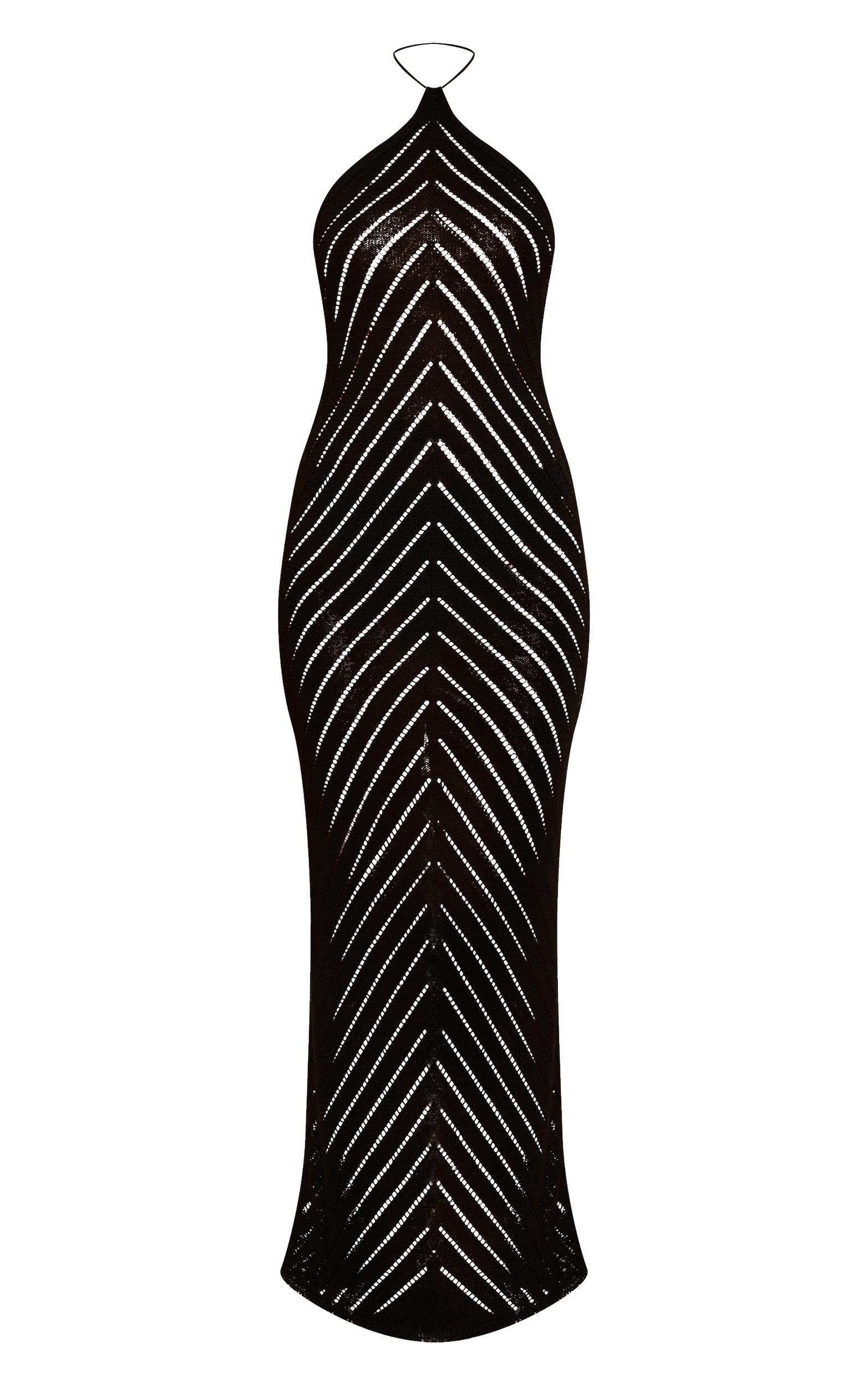 Black Chevron Knitted Maxi Dress Product Image