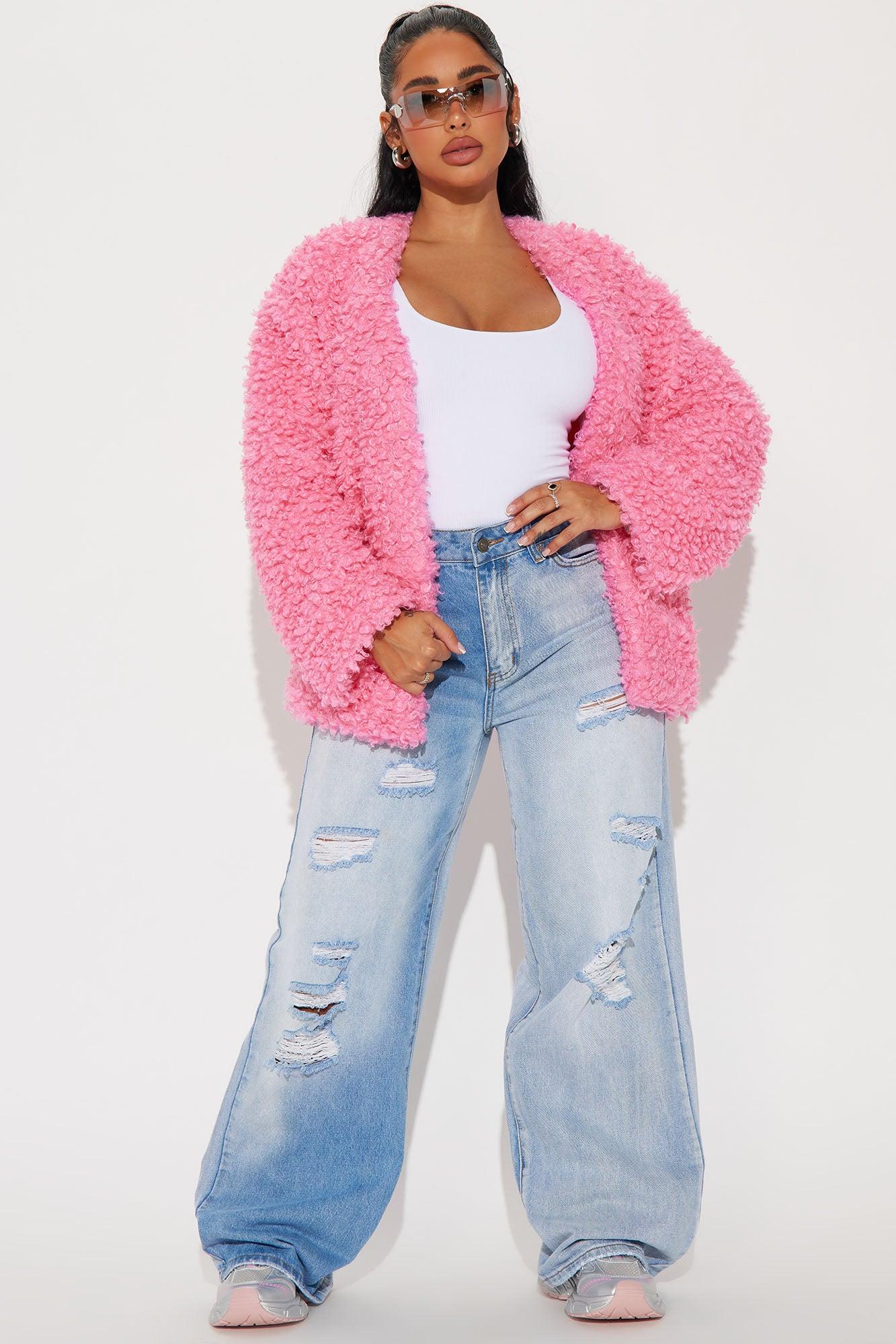 Adjust To The Fame Faux Fur Coat - Hot Pink Female Product Image