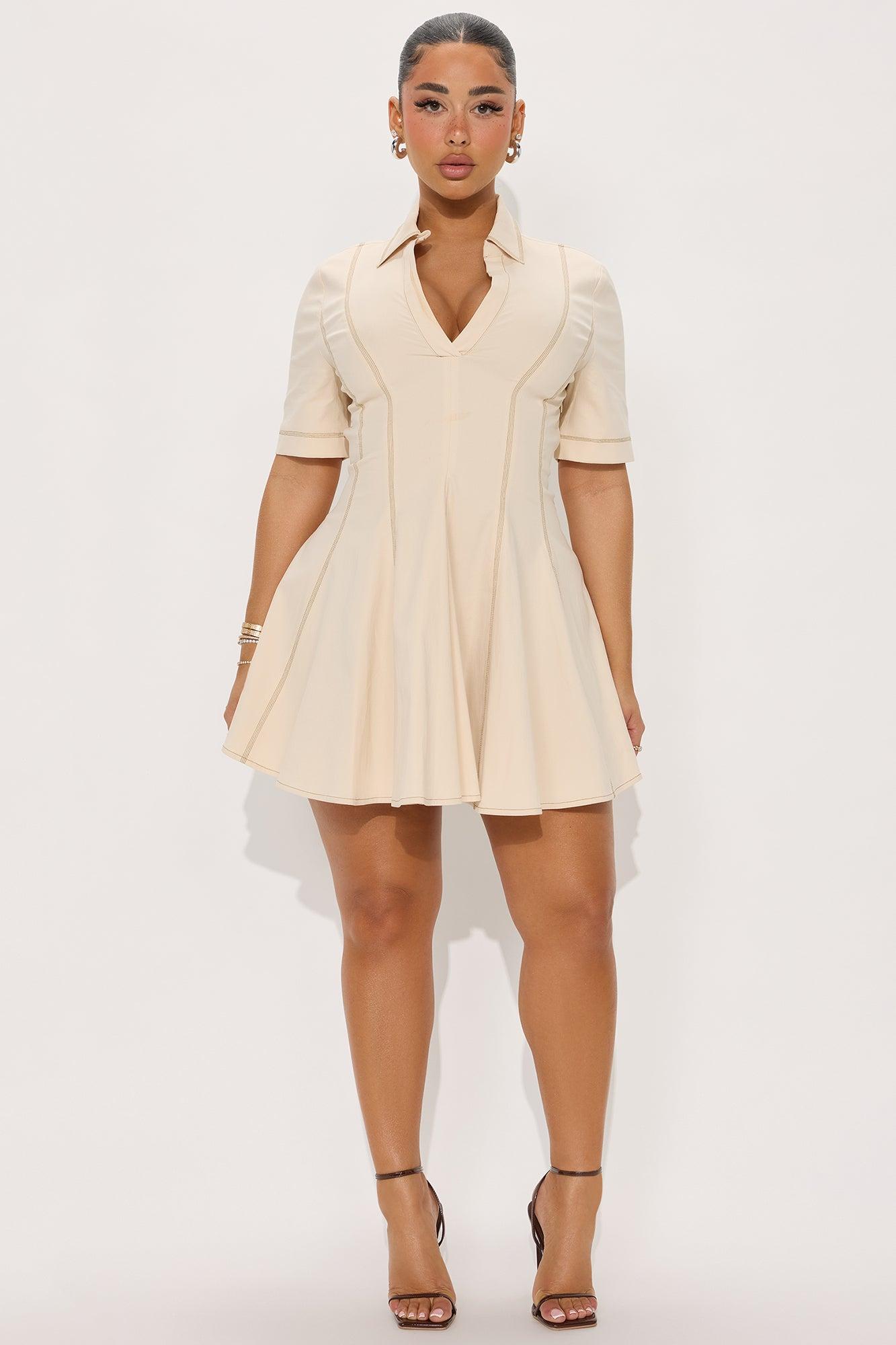 Prim Collared Mini Dress - Cream Product Image
