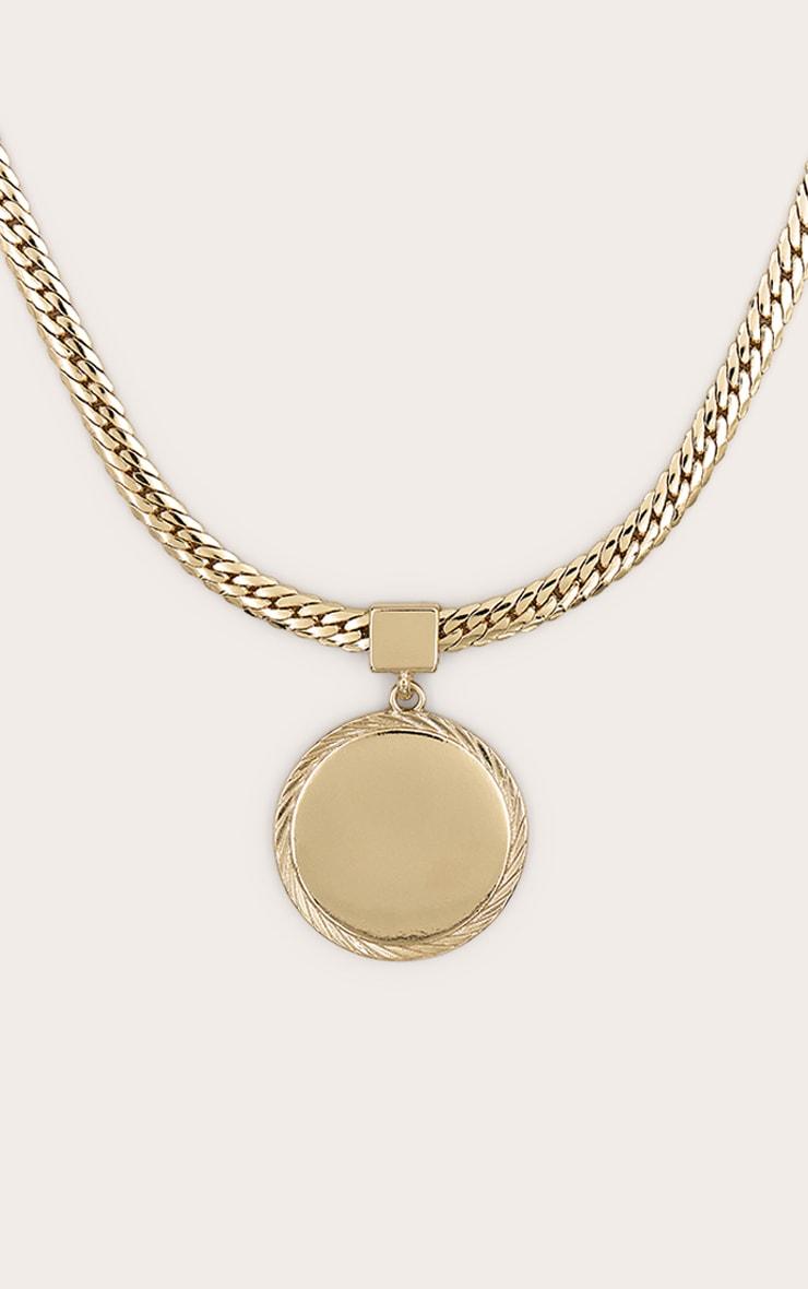 Gold Skinny Chain Necklace With Circular Pendant Product Image