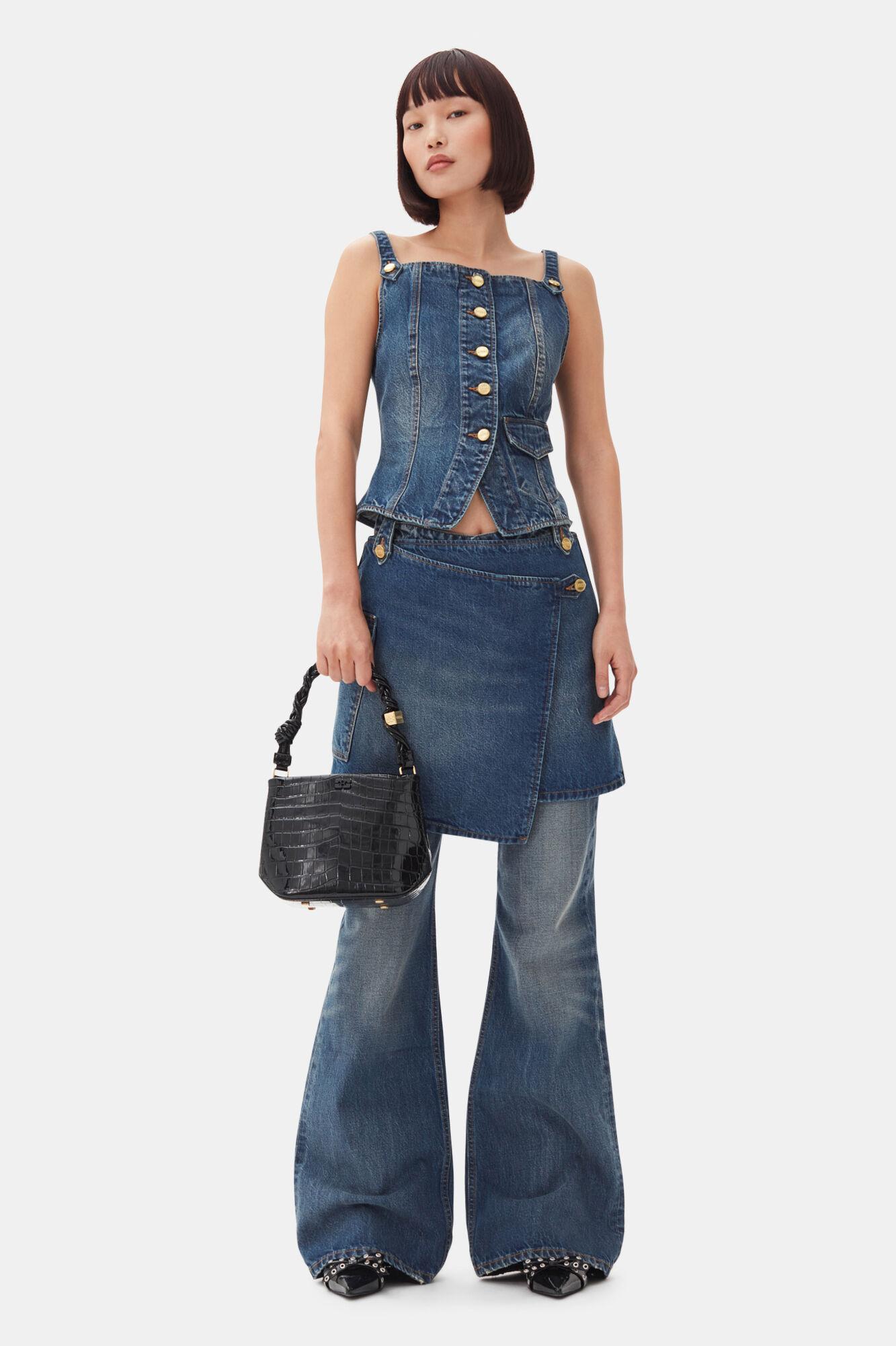 Dark Blue Heavy Washed Denim Top Product Image