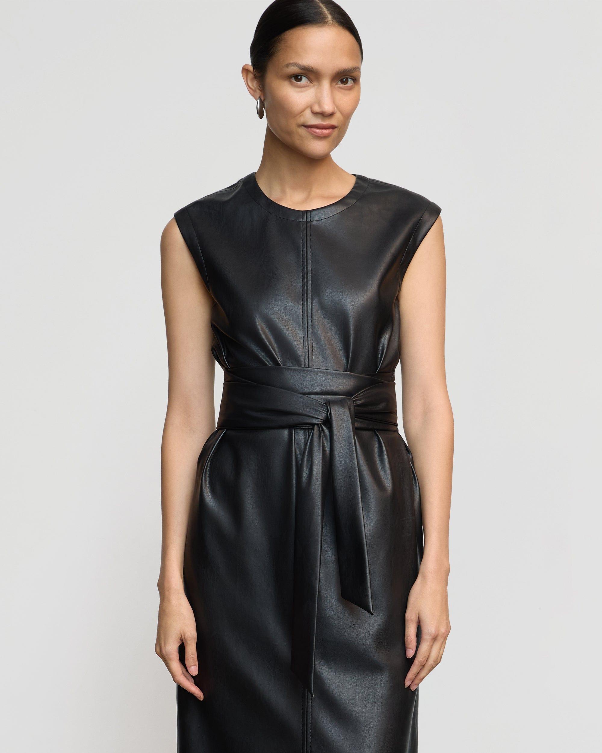 Pilar Vegan Leather Tie-Front Dress Product Image