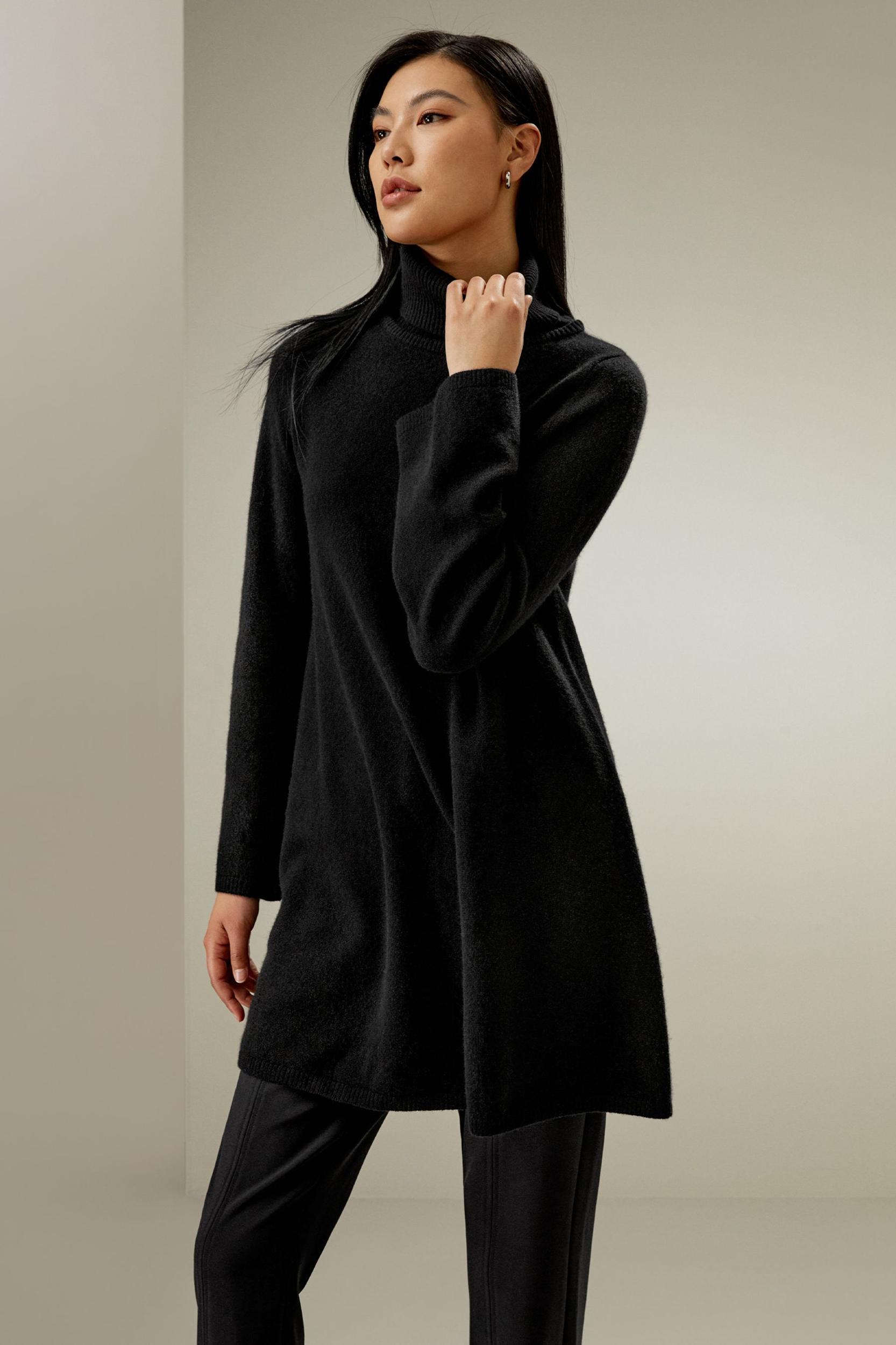 LILYSILK Long Cashmere Jumper Womens - Black Premium Cashmere - Comfortable A-Line Jumpers M Product Image