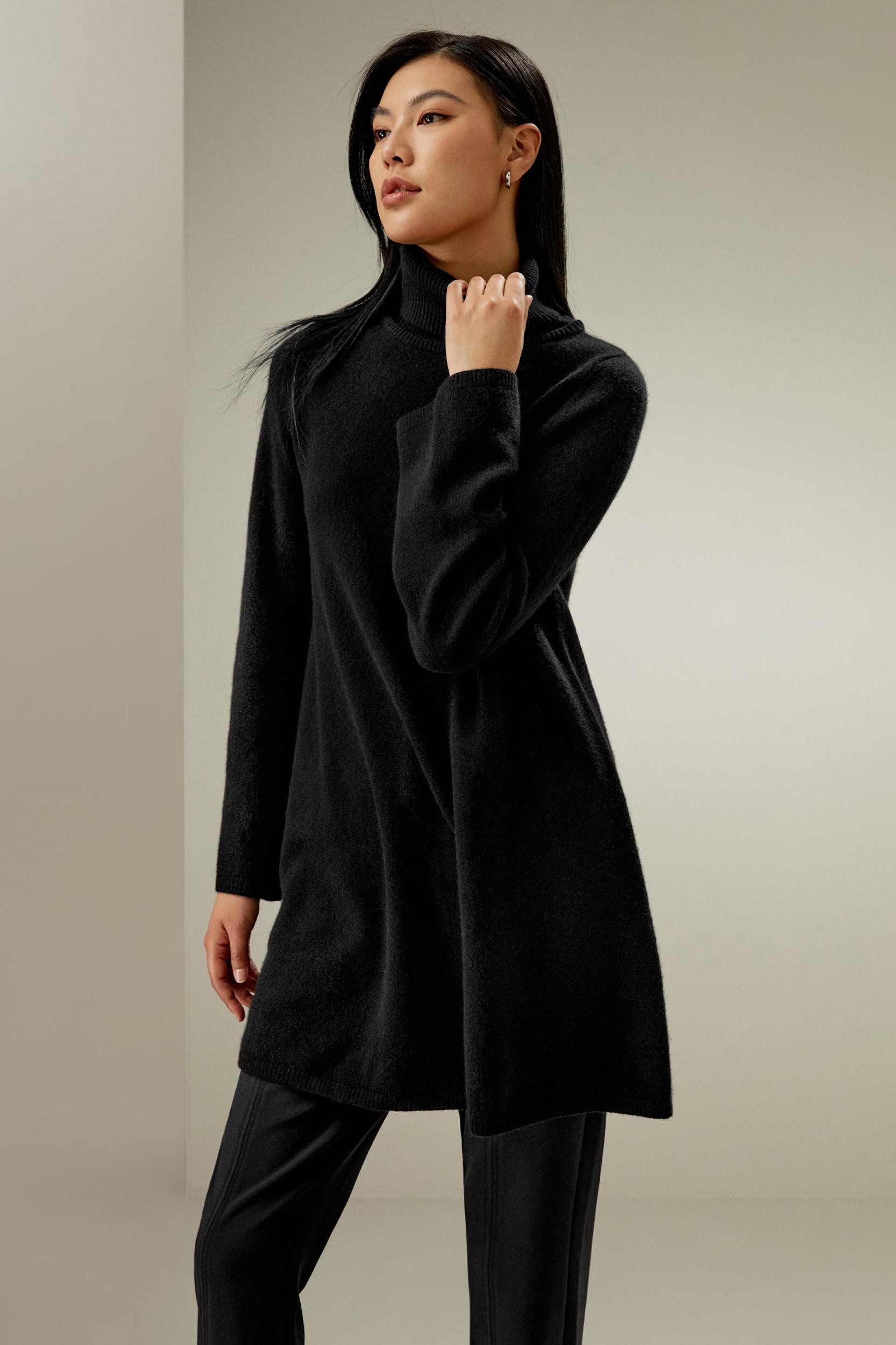 LILYSILK Long Cashmere Jumper Womens - Black Premium Cashmere - Comfortable A-Line Jumpers M Product Image