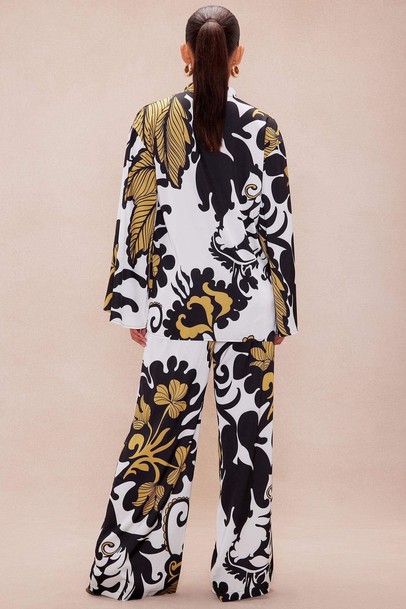 Solana Satin Pant Set - White/combo Product Image