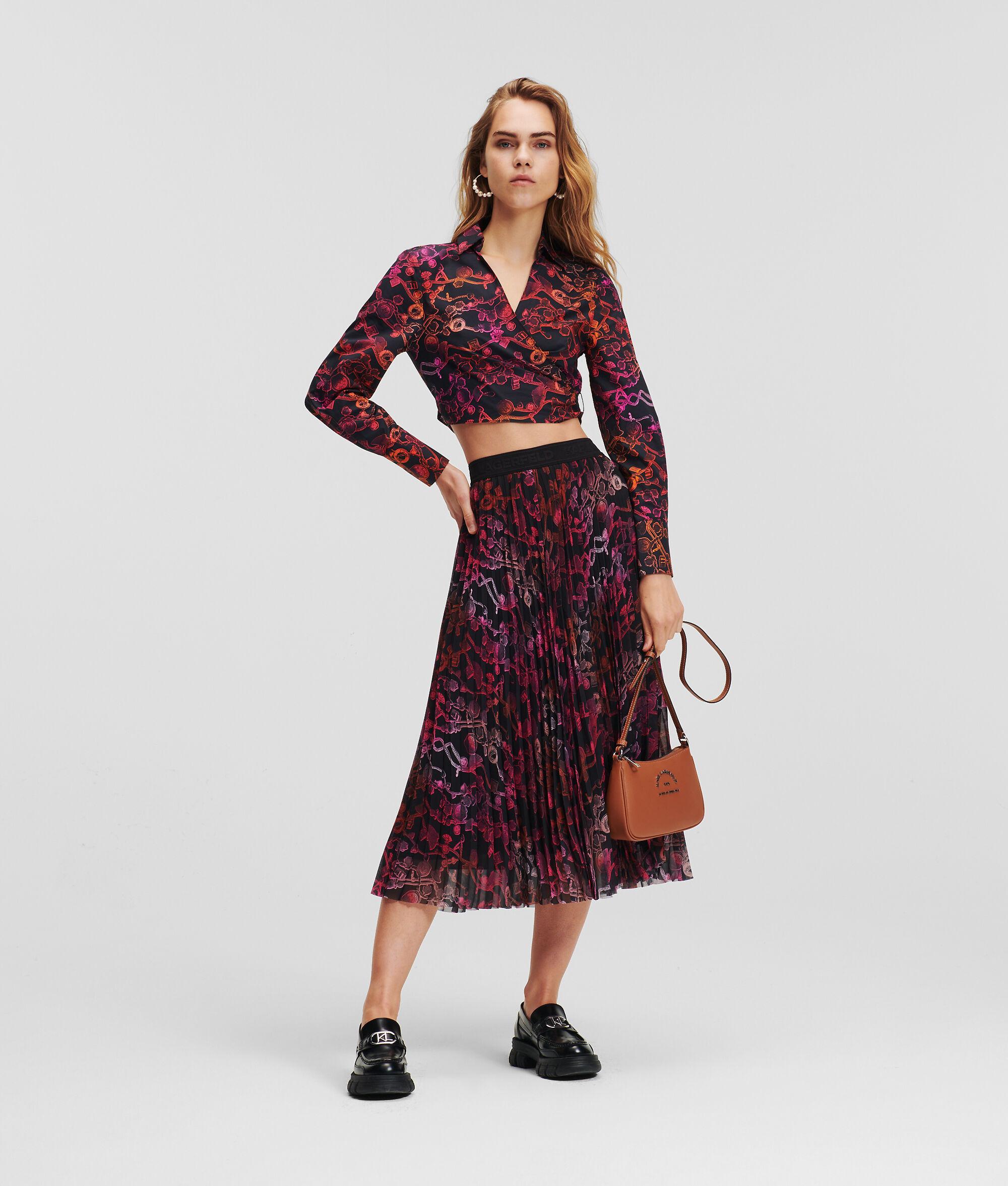 PLEATED CHAIN PRINT SKIRT Product Image