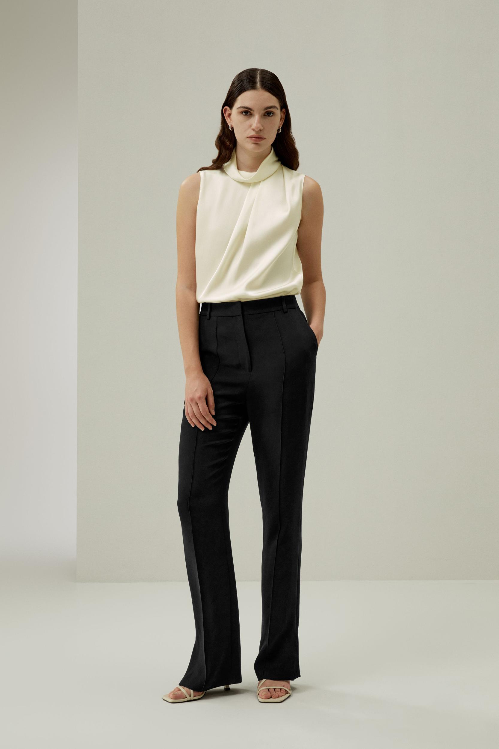 LILYSILK Silk Blouse Women - Dark Olive Mulberry Silk - Elegant Cowl Neck Blouse XS Product Image