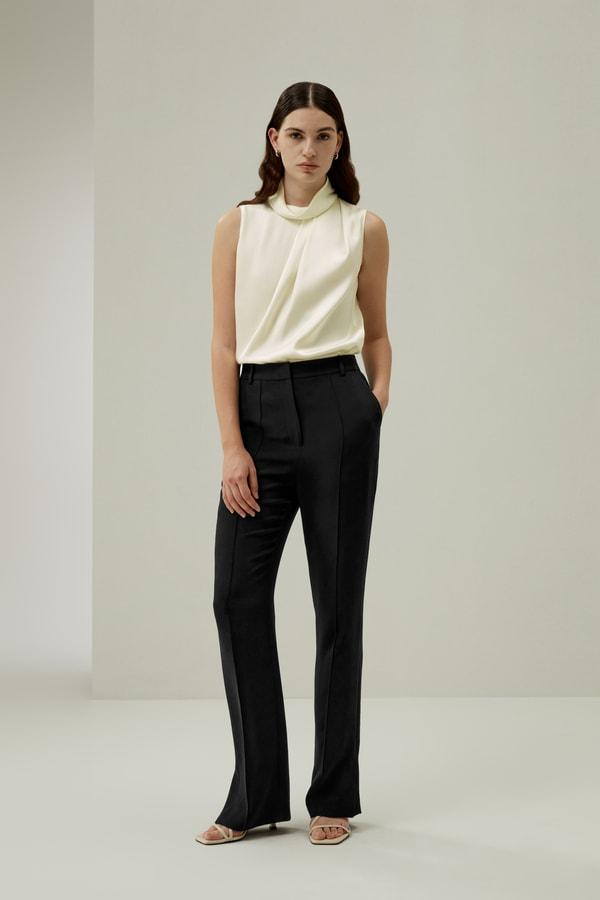 LILYSILK Silk Blouse Women - Dark Olive Mulberry Silk - Elegant Cowl Neck Blouse XS Product Image