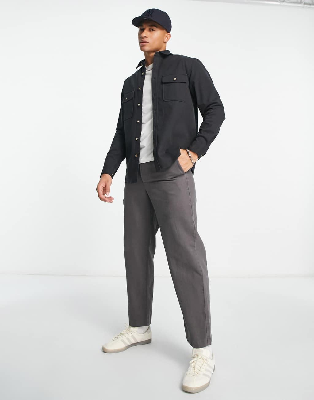 ASOS DESIGN cotton overshirt in black Product Image