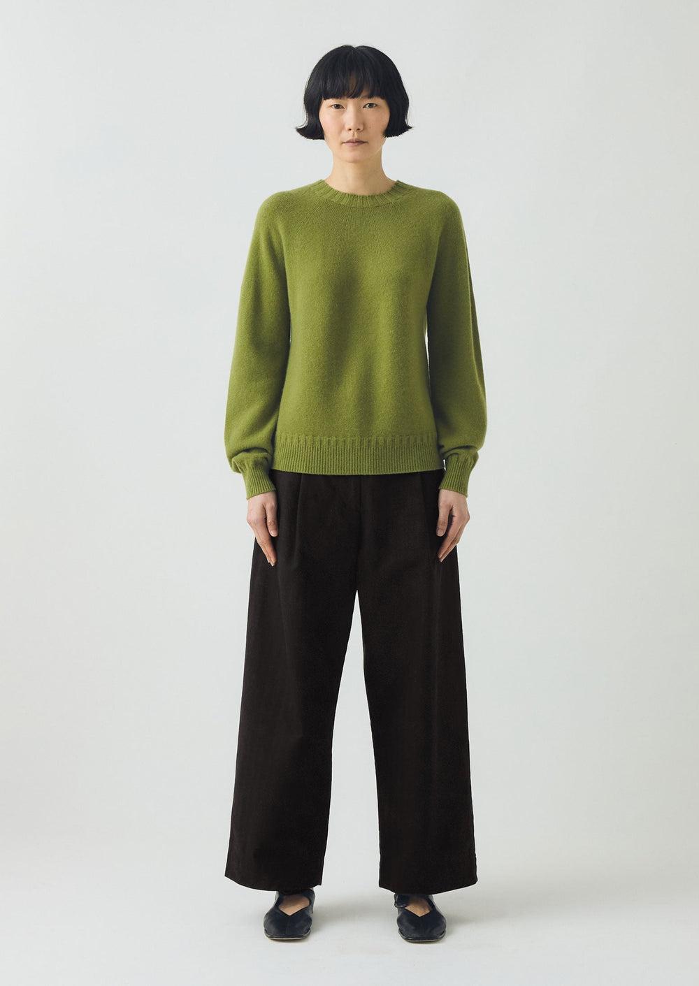 Wool Cashmere Crew Neck Sweater | Soft Green Product Image