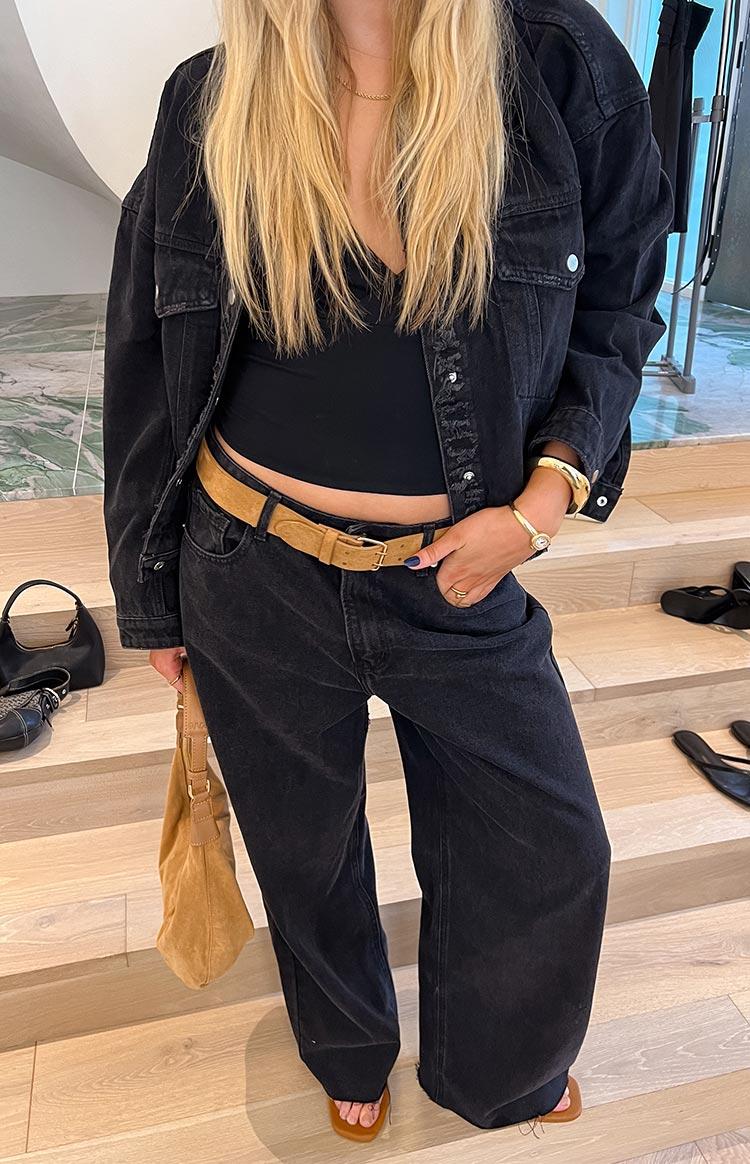 Hugo Black Oversized Denim Jacket Girls Product Image