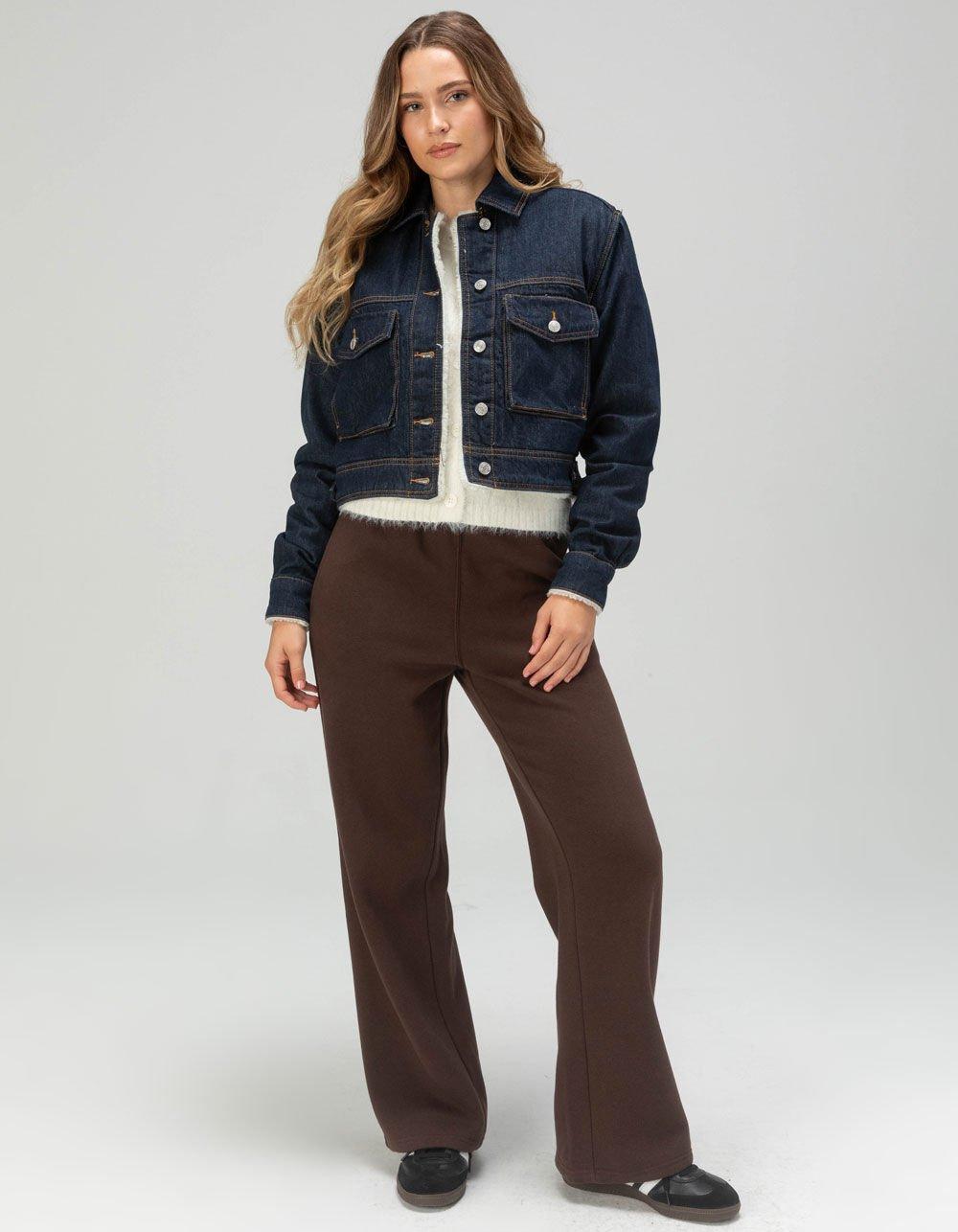 RSQ Womens Sherpa Lined Denim Jacket - DARK RINSE Product Image